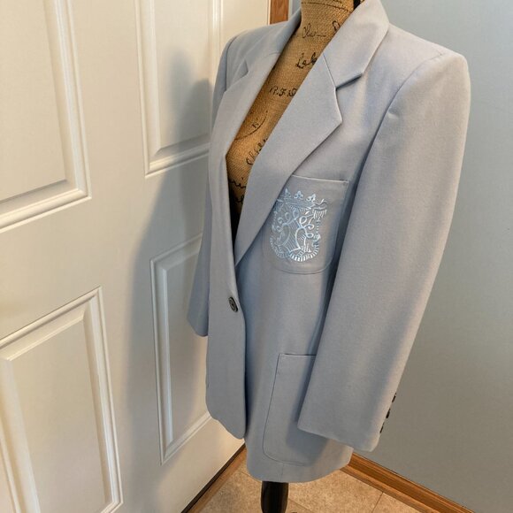 Blue Gray Wool Blazer Jacket EUC Women Size S - Picture 8 of 16